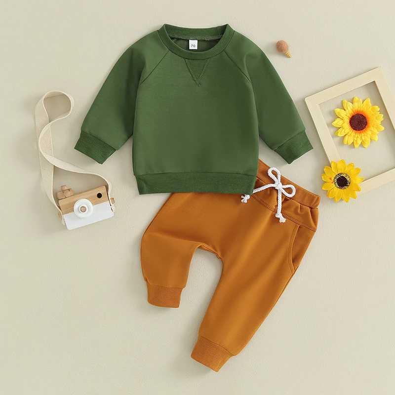 Clothing Sets Toddler Infan Baby Boy Fall Clothes Newborn Long Sleeve Round Neck Pullover Elastic Waist Pants 2Pcs Winter Warm Outfit