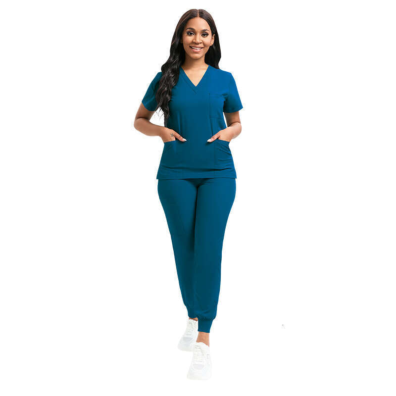Zip Up Scrubs for Women Uniform Two Piece Set Women New Product New Arrival French Long High Elasticity New Pattern Leisure Time Solid Waist Short Tem