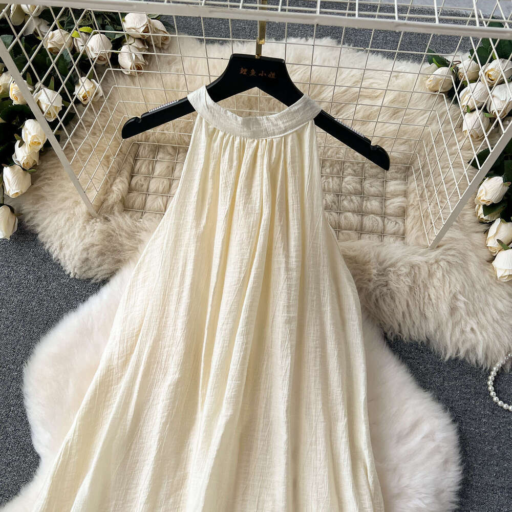 High End Neck Hanging Holiday with A Thousand Gold Style Dress, High-end Light Luxury, Niche Embroidery, Hollowed Out Lace Dress Pregnant Womens Dress