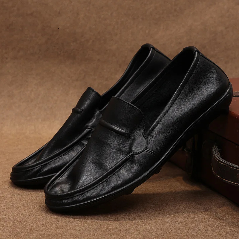 Mens casual shoes Italian mens Loafers Moccasins slip in mens apartments breathable leather mens driving shoes 240715