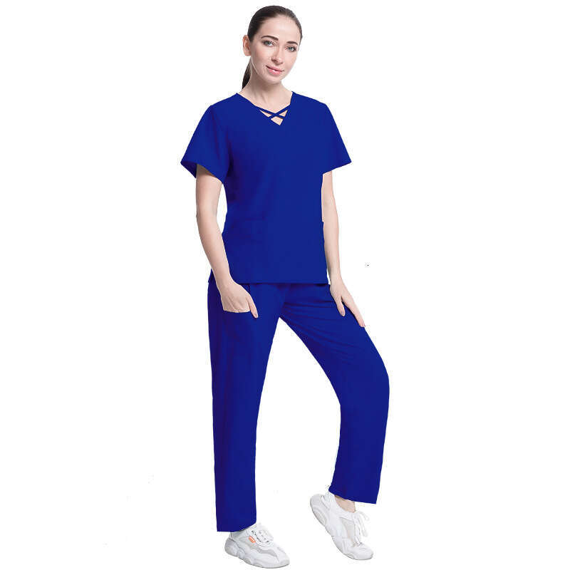 Niaa Hinn Scrub Set Scrubs for Women Uniform Undefined New Arrival New Product Gentle Wind French Solid Printing Bifurcated Short Self-cultivation