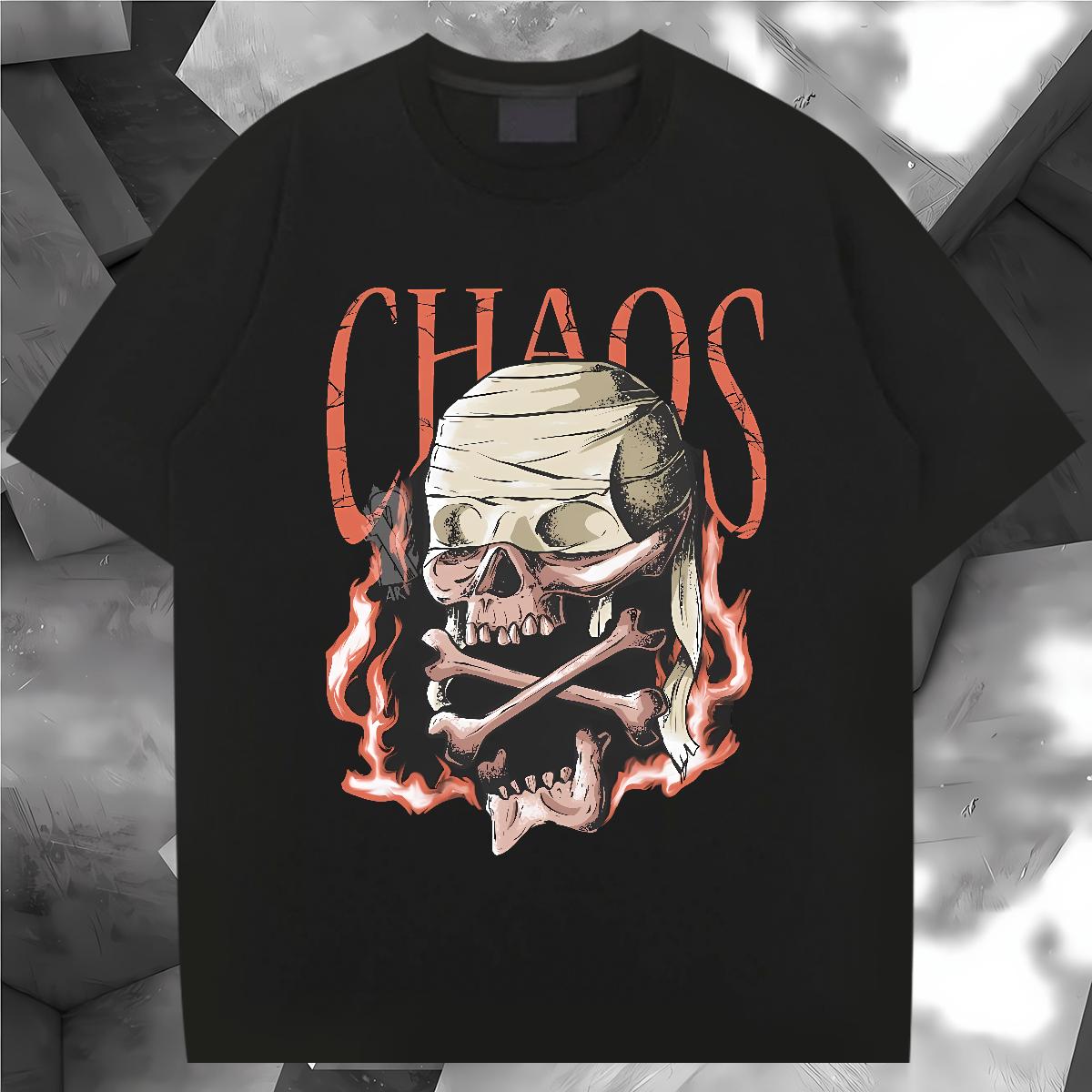 Classic Casual T shirt Skeleton 230g Cotton Asian Size Daily Outfit Men Tops Tees Breathable Crew Neck Cotton Popular