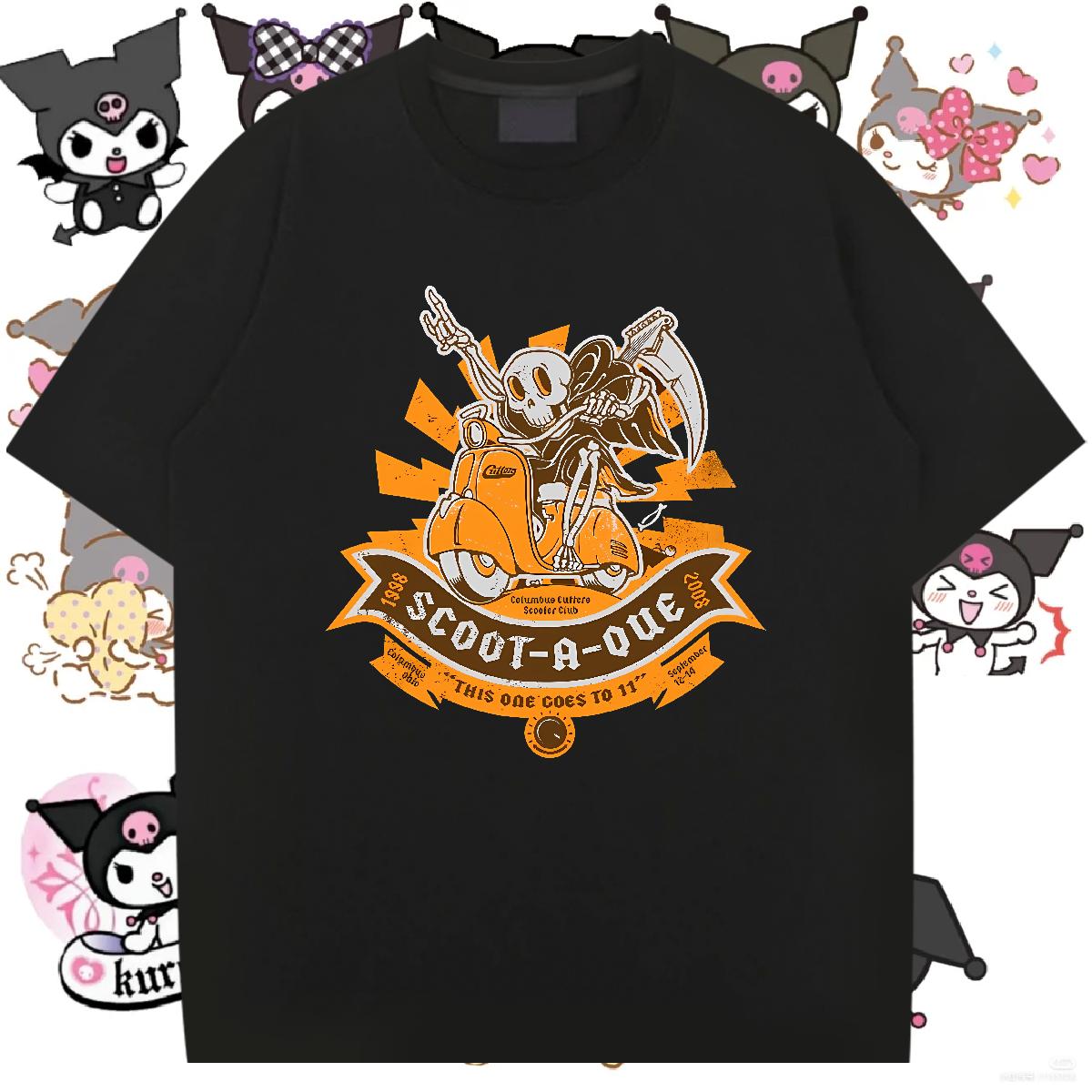 Brand Couples T Shirts Skeleton 230g Cotton Round Neck Short Sleeve Outdoor T shirt DIY Printed Fashion Tops