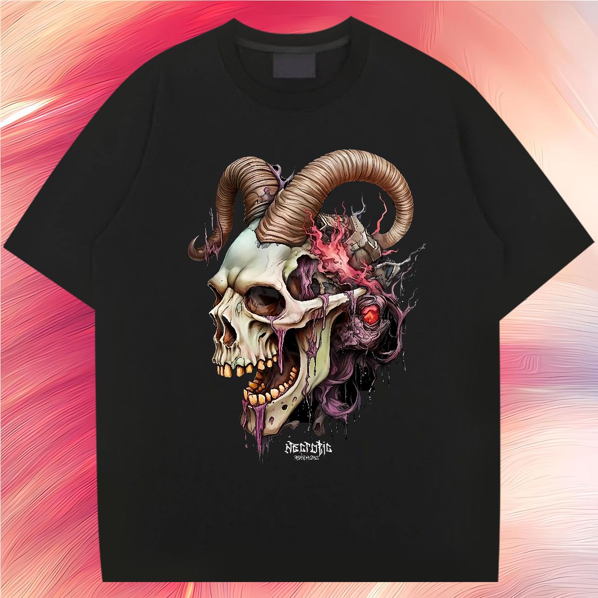 5A Couples T Shirts Skeleton 100% Cotton 230g Breathable Short Sleeve Casual Mens T Shirts Oversized 2024 DIY Top Tees