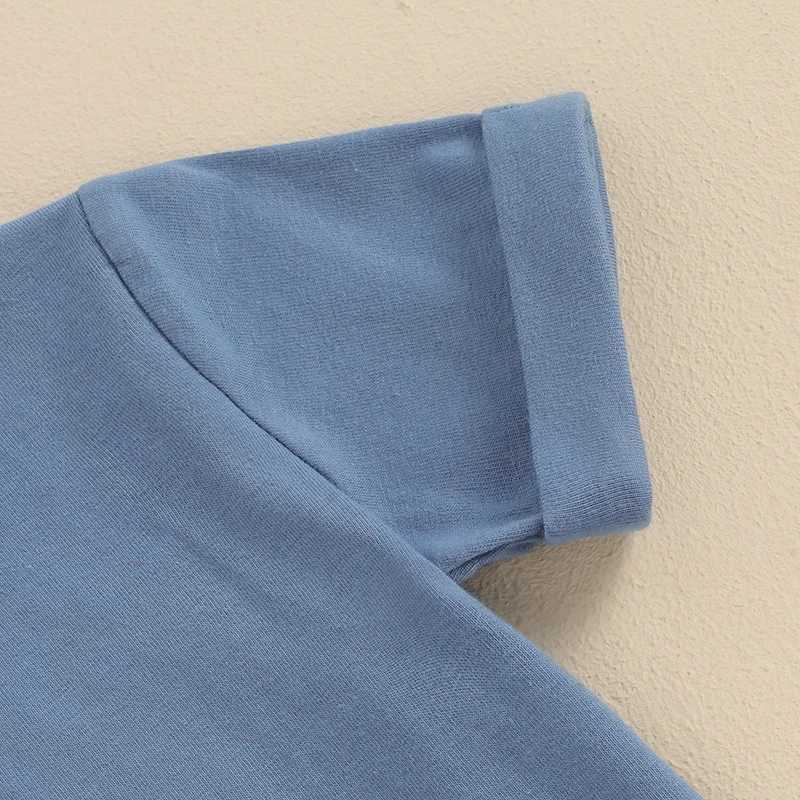 Clothing Sets 0-3Y Toddler Boys Summer Outfits Solid Color Rolled Hem Short Sleeve T-Shirts Tops Elastic Waist Shorts 2Pcs Clothes Set