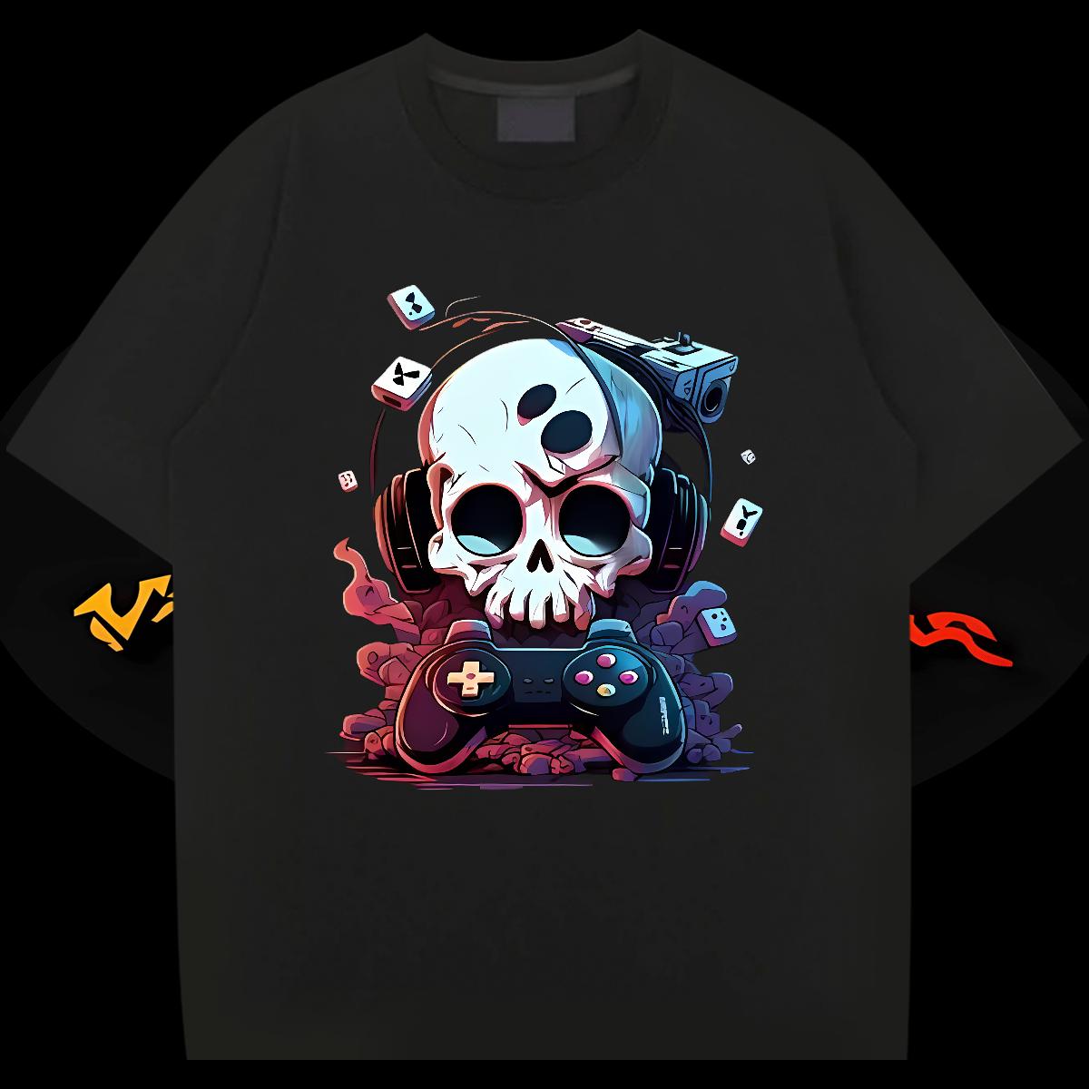 Fashion Design Men T Shirts Skeleton 230g Cotton Plus Size Cartoon Mens Tshirts Outdoor Breathable Crew Neck Cool Clothings