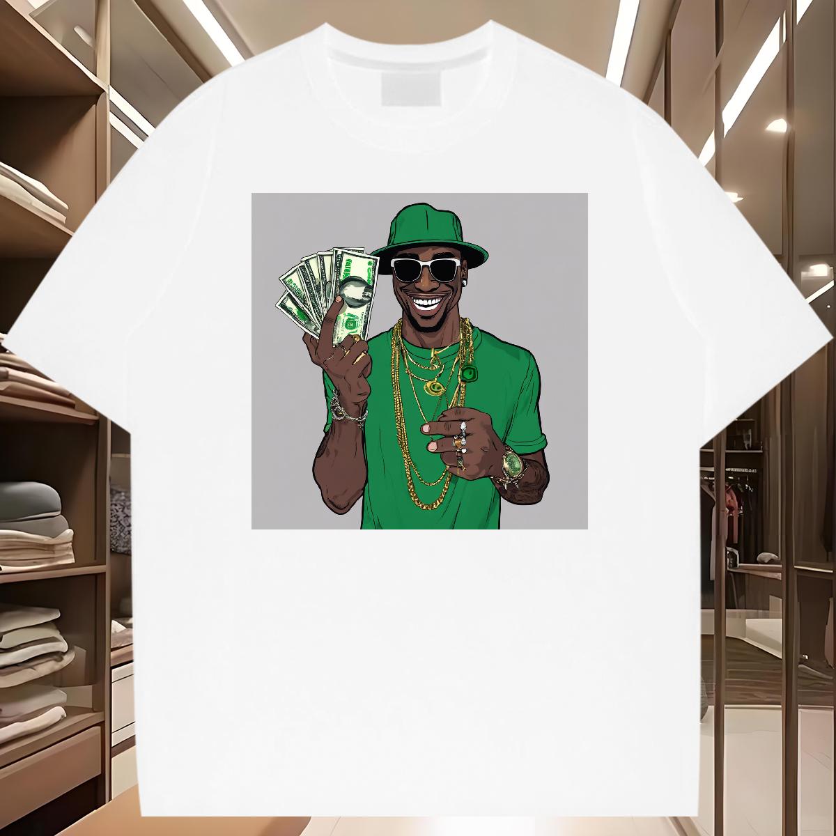 Cool Men T Shirts XH 230g 100% Cotton Spring Summer O-Neck Short Sleeve Cotton Men Clothes T-Shirt Fashion New DIY Printed Tees