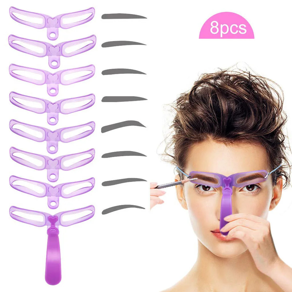 8-in-1 Reusable Eyebrow Template Beauty Makeup Eyebrow Stamp Template Eyebrow Shape Set Eyebrow Makeup Tools and Accessories 240715
