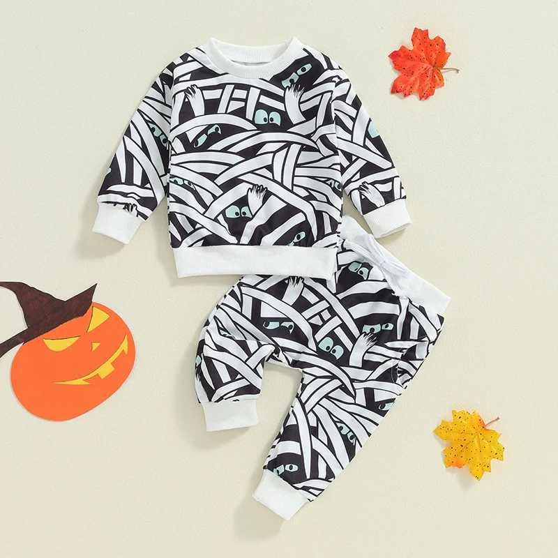 Clothing Sets Baby Autumn Tracksuit Set Toddler Baby Boys Long Sleeve Cartoon Mummy Print Sweatshirt Pants 2-piece Outfit for Children