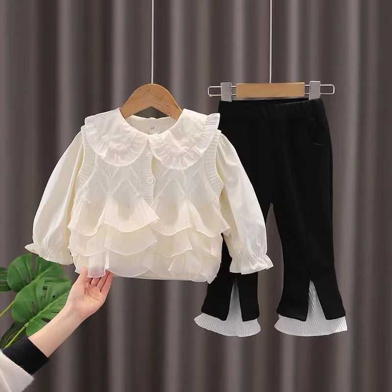 Clothing Sets Girls Spring and Autumn Clothing Set 2024 New Fashionable Girl Top+Pants Three Piece Set for Girls Fashionable Little Girl