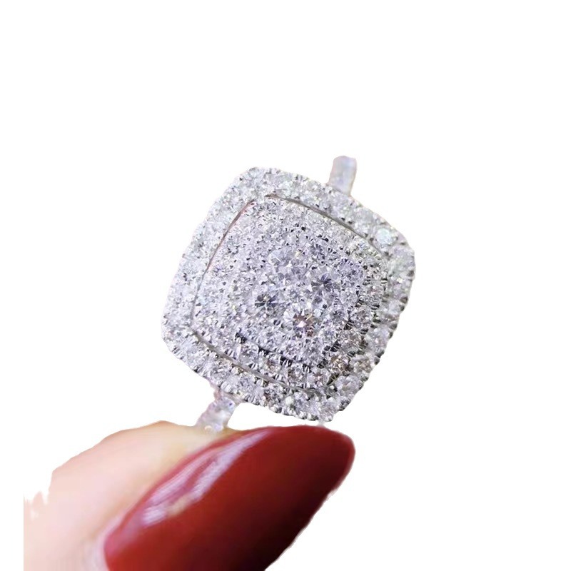 Fashion Wedding Moissanite Ring Sparkling Women Luxury Jewelry 925 Sterling Silver Pave White Sapphire CZ Diamond Gemstones Female Eternity Engagement