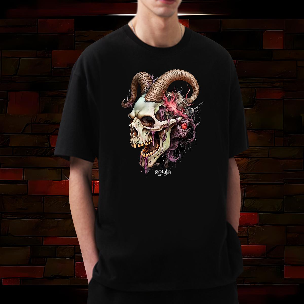 High Quality Mens Tshirts Skeleton 230g Cotton Breathable Crew Neck Hip Hop Street T-Shirts Plus Size Custom Classic Casual Clothings