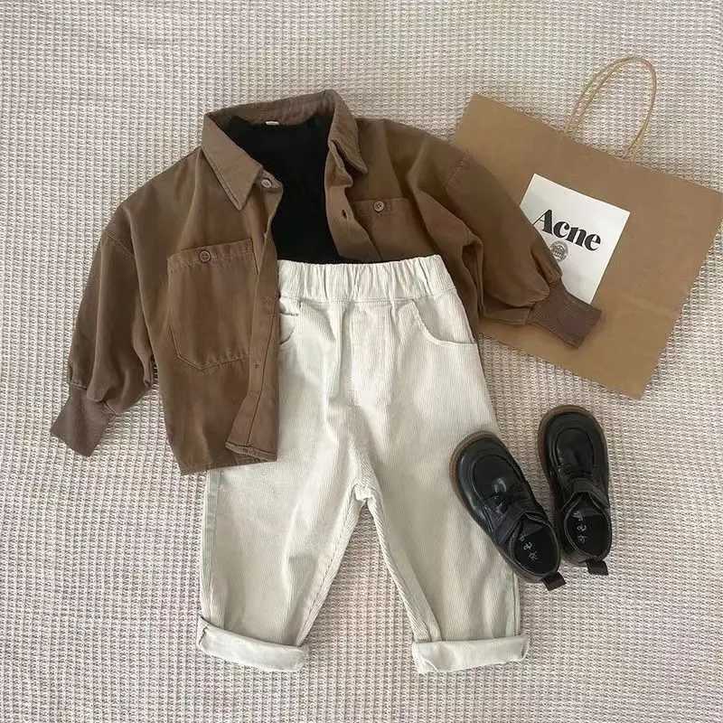 Clothing Sets Childrens Set 2024 New Boys Baby Spring and Autumn Cool and Handsome Shirt Pants 2 Pieces Kids Clothing For Boy 2-6Y