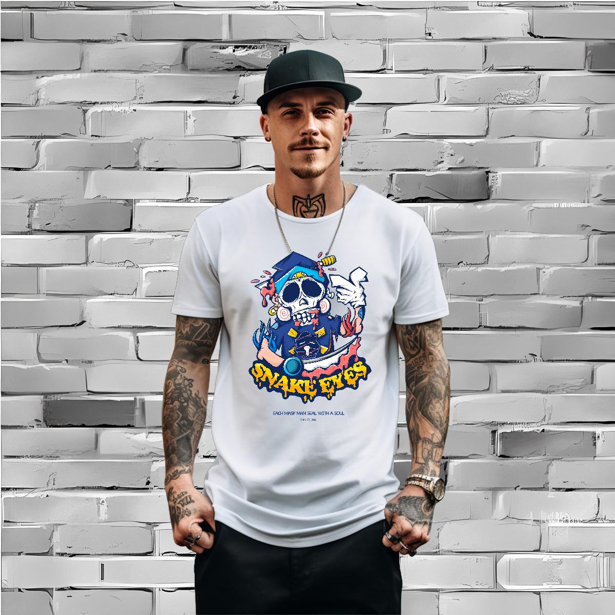 2024 New T Shirt For Man Skeleton 100% Cotton 230g DIY Anime Home Outdoor Men Tshirts Breathable Crew Neck Cotton Loose Fit