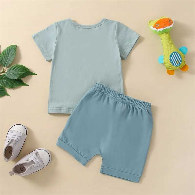 Clothing Sets Toddler Newborn Infant Baby Boys Summer Clothes Sets Short Sleeve Round Neck Stripe Print T-Shirt + Elastic Waist Solid Shorts