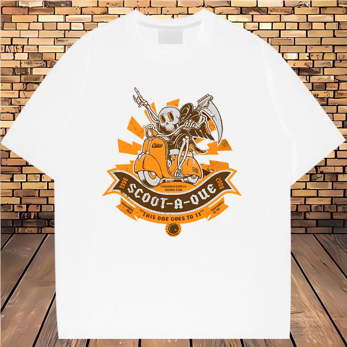 2024 Summer Men T Shirts Skeleton 100% Cotton 230g Customized Sport Tshirts O-Neck Short Sleeve Cotton Cool Design