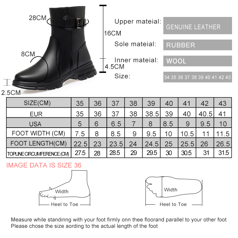 AIYUQI Women Boots Winter Shoes New 2024 British Style Genuine Leather Women Large Size Boots Wool Warm Ladies Snow Boots