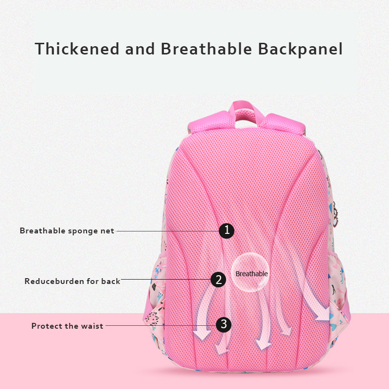 Kids School Girls Backpack Light Weight Durable Cute Multi Compartment Elementary Students Bookbag for Children 6628