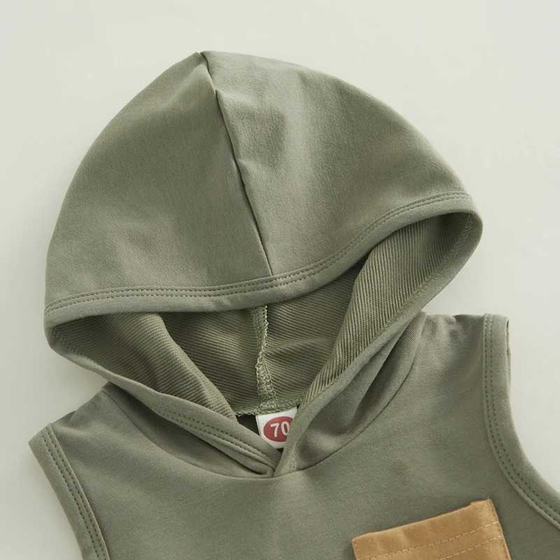 Clothing Sets Toddler Boys Summer 2PCS Outfit Cotton Baby Boys Costume Sets Sleeveless Hooded Tank Tops + Striped Drstring Shorts 0-3Y