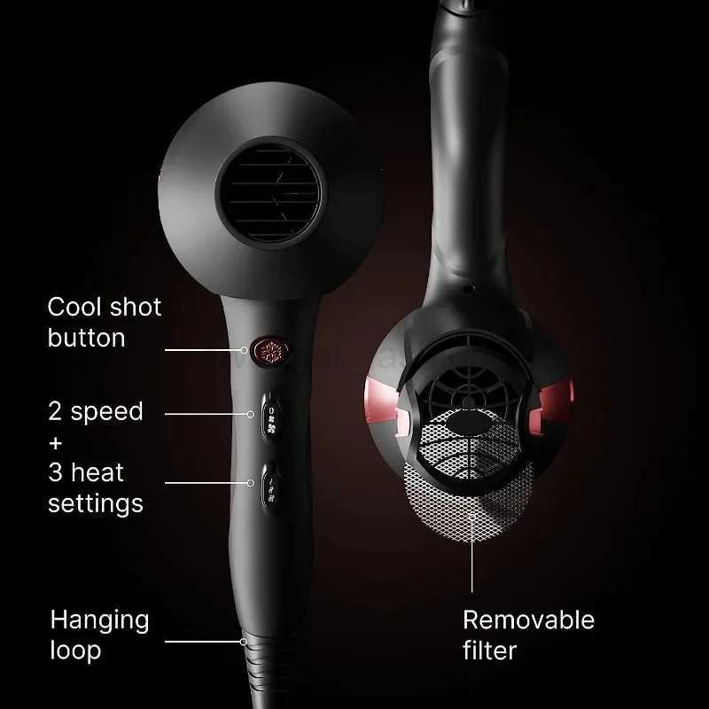 Professional 2200W Ionic Salon Hair Dryer - Professional Blow Dryer - Lightweight Travel Hairdryer for NormalBkl240717