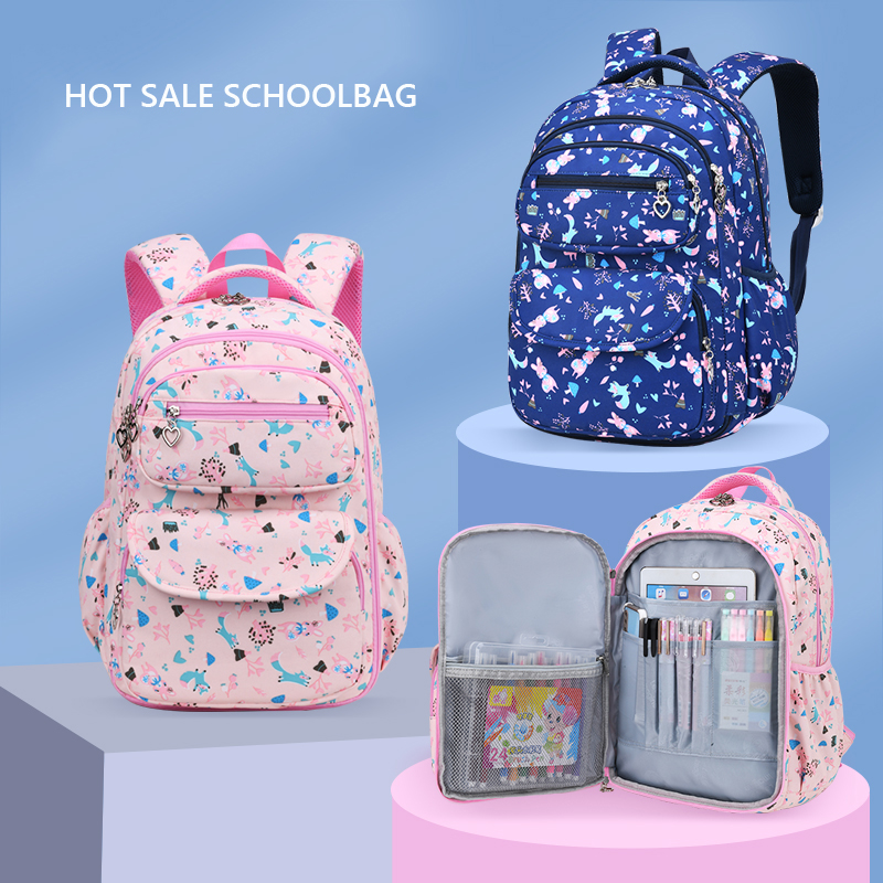 Kids School Girls Backpack Light Weight Durable Cute Multi Compartment Elementary Students Bookbag for Children 6628