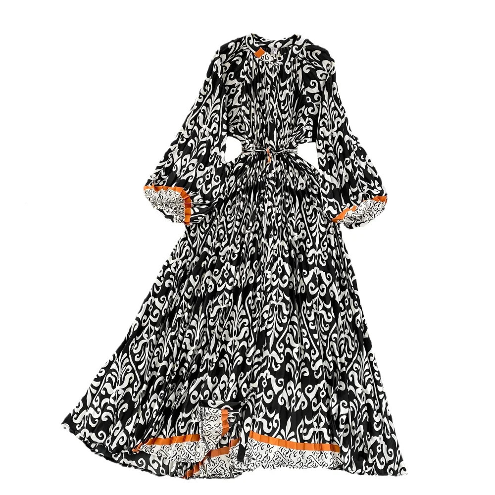 Dresses For Women Floral Lantern Sleeve Dress Womens Printed Chiffon Loose Vestidos Femininos Elegante Korean Fashion Dropship 240712