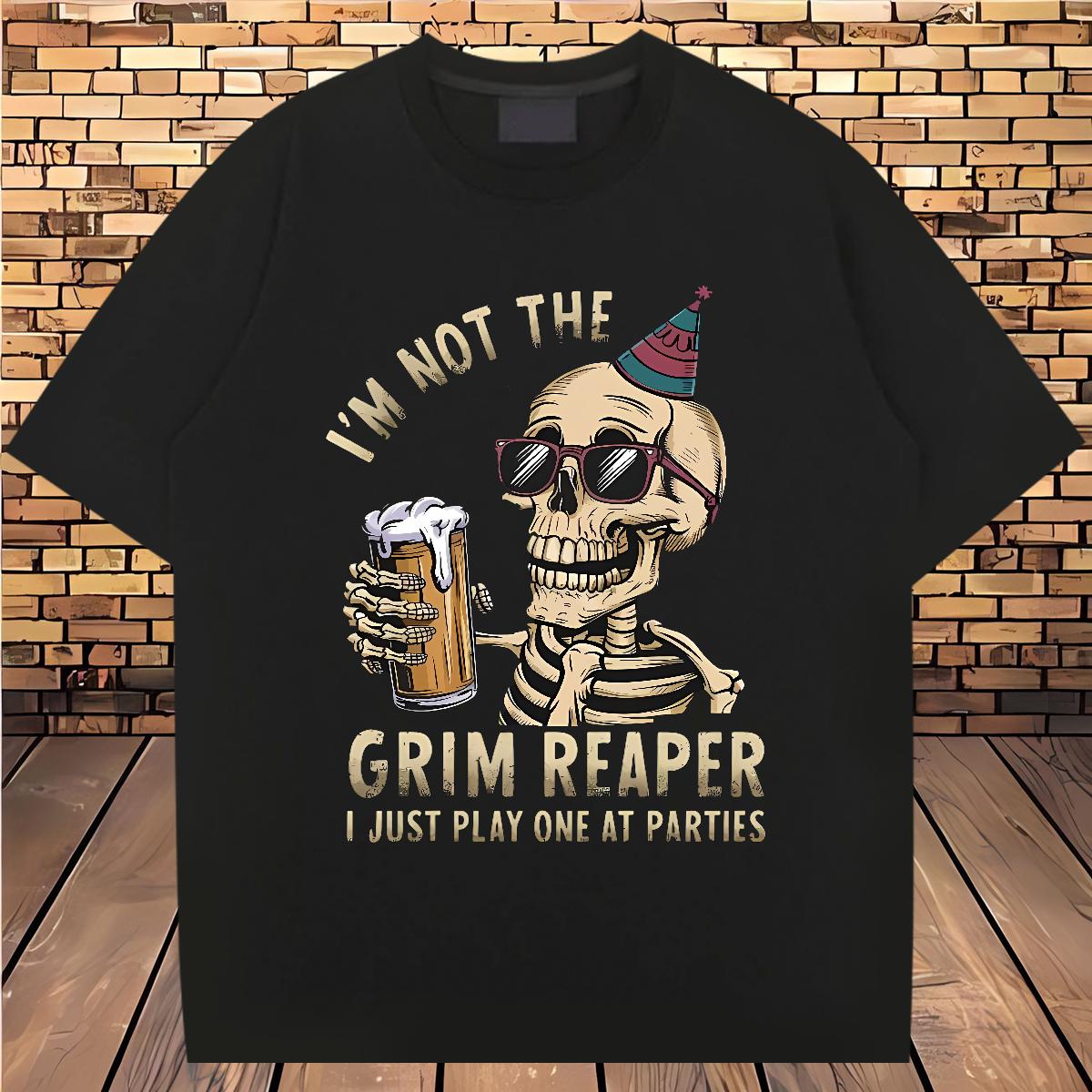 Fashion T-Shirts Skeleton 230g Cotton Custom Printed Casual Tshirts Crew Neck Cotton Breathable Unisex