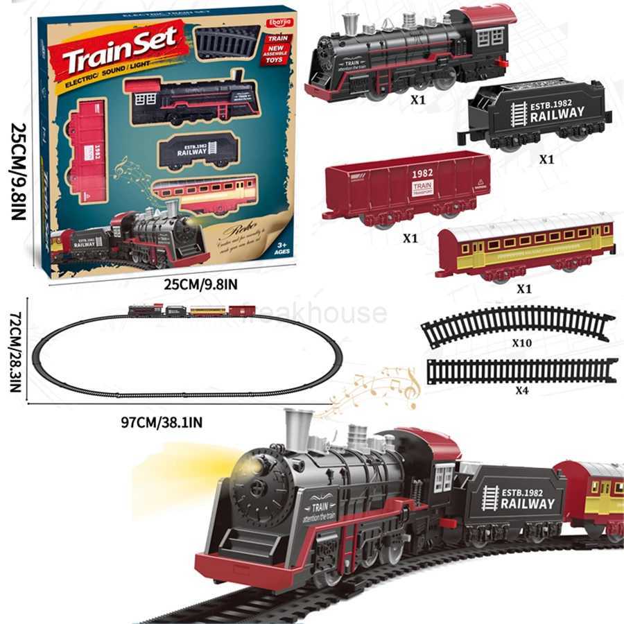 Electric Car Silation Retro Steam Train Model Kids High Speed Rail Toy Boy Set Free shipping