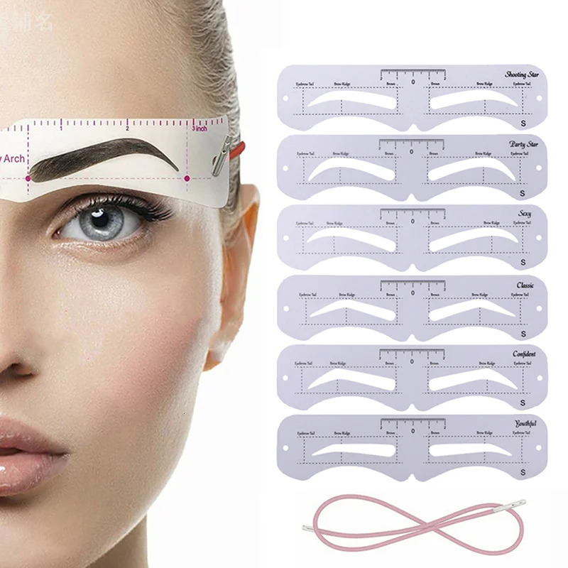6 Style Fixed Eyebrow Template Beauty Styling Template Reusable Stickers Makeup Tool 240715