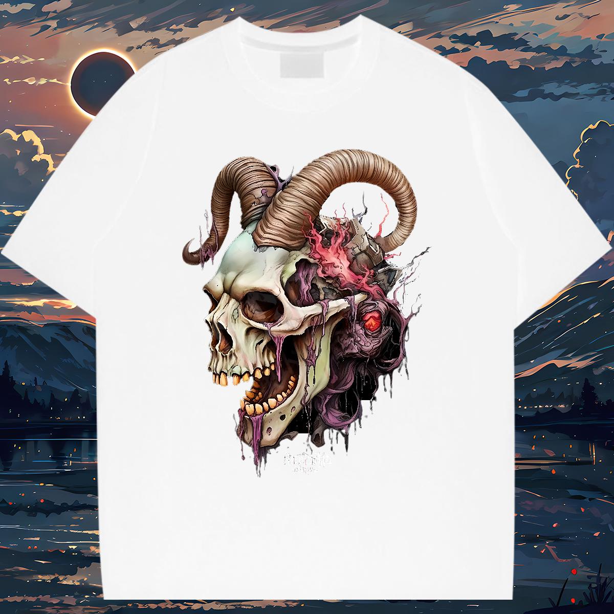 New Arrival T Shirts Men Skeleton 100% Cotton 230g DIY Printed Men Tees Street Casual Crew Neck Cotton Unisex Top Tees