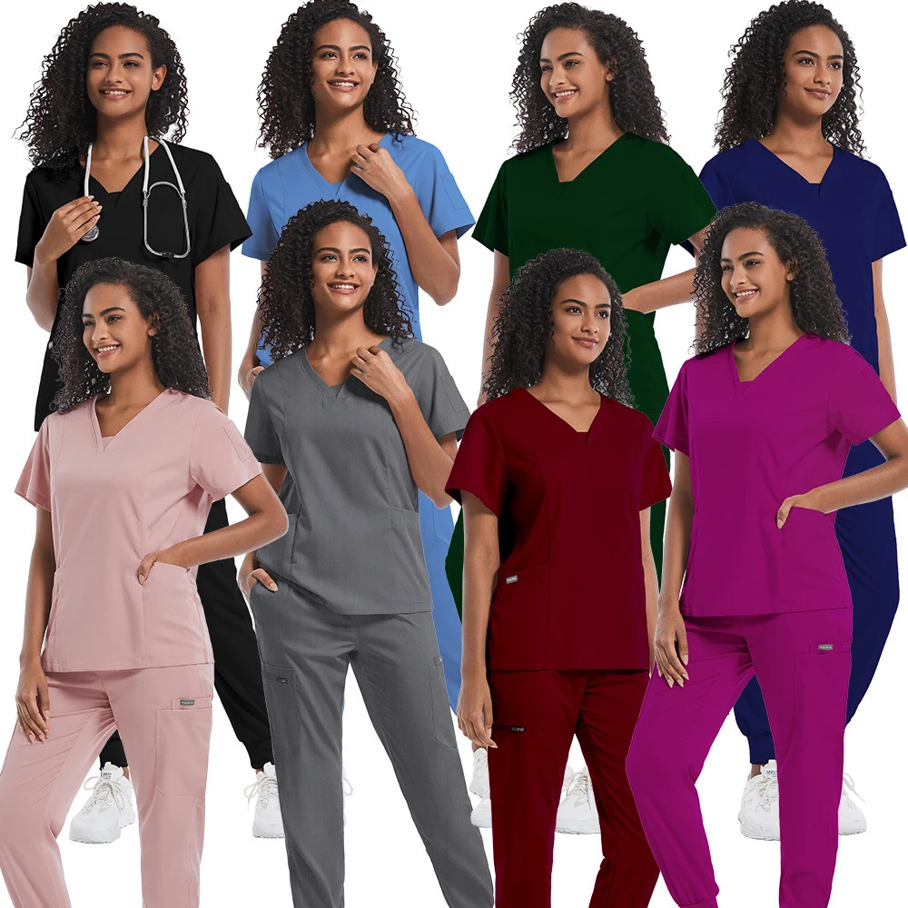 Slim Fit Women Scrubs Sets Uniforms Hospital Doctors Clothes Nurses Accessories Dental Clinic Lab Pet Shop Spa Work Wear 240716
