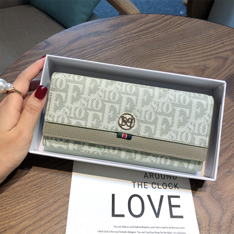 Letter Print Retro Luxury Style Women Long Wallet Genuine Cowhide Leather Designer Inspired Two Tone Purse Elegant Clutch Fashion Billfold Gift Wallet