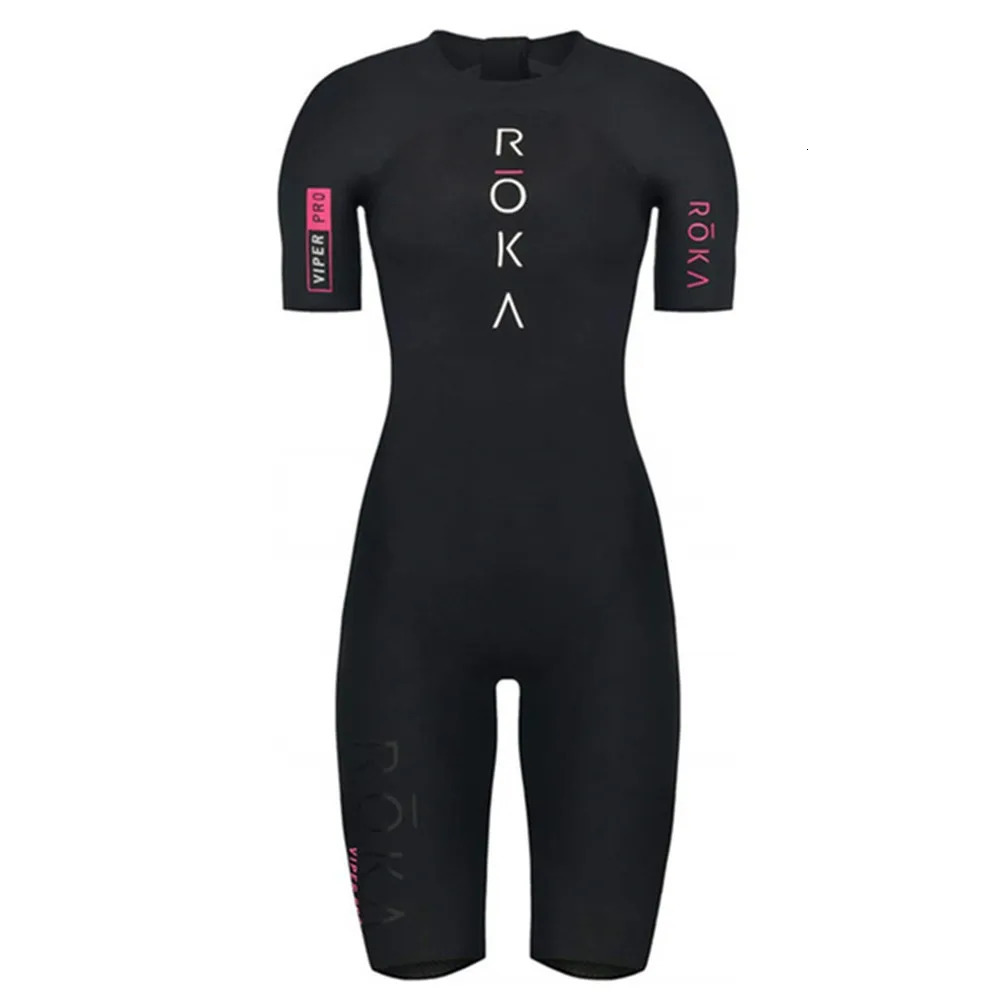 Roka Womens Short Sleeve Trisuit Triathlon Swimskin Summer Road Bike Mtb Pro Team Cycling Jumpsuit Running Speed Race Equipment 240712