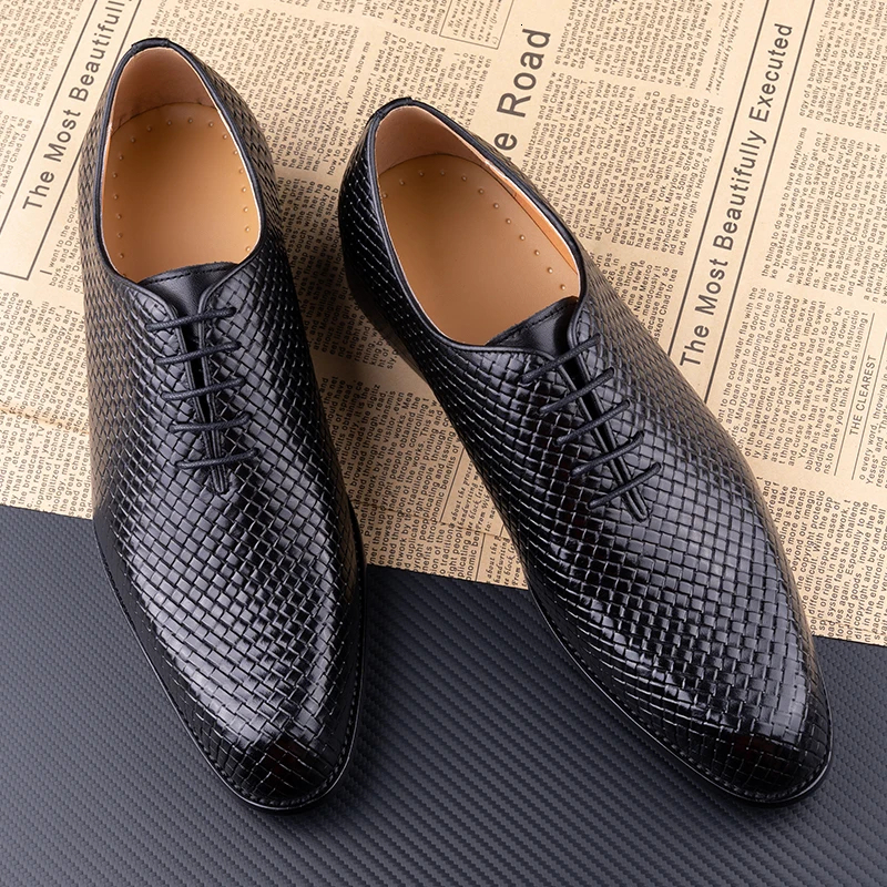 Men Dress Shoes Formal Office Oxford Wedding Party Matches Suit Zapatos De Hombre High Grade Genuine Leather Handmade Man Shoes
