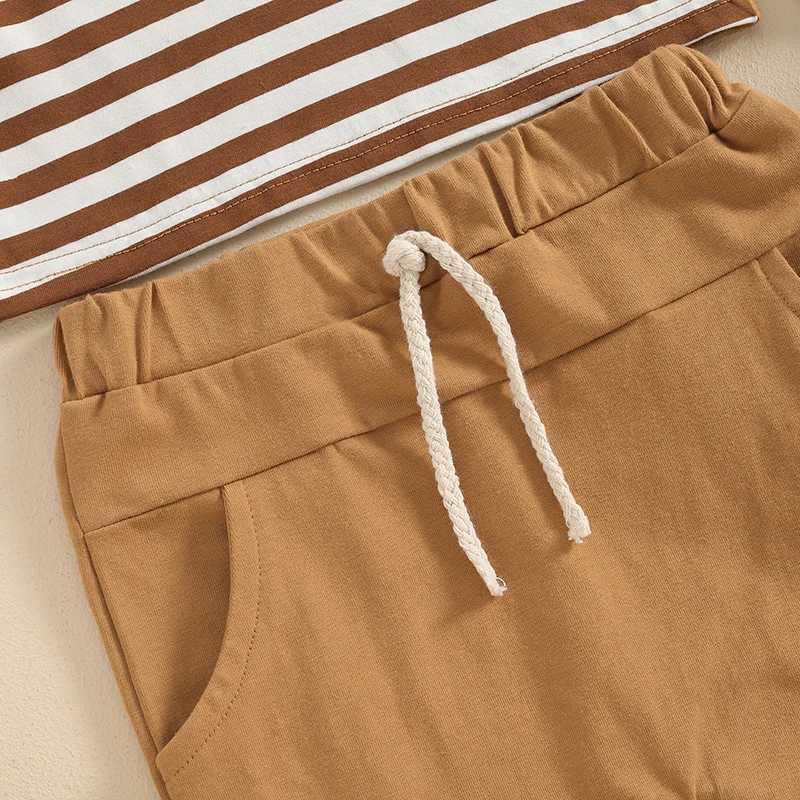 Clothing Sets Toddler Baby Boys Summer Outfits Short Sleeve Button Striped Tops and Drstring Shorts 2Pcs Kid Boy Clothes Sets
