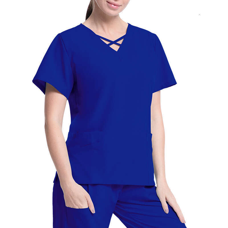 Niaa Hinn Scrub Set Scrubs for Women Uniform Undefined New Arrival New Product Gentle Wind French Solid Printing Bifurcated Short Self-cultivation