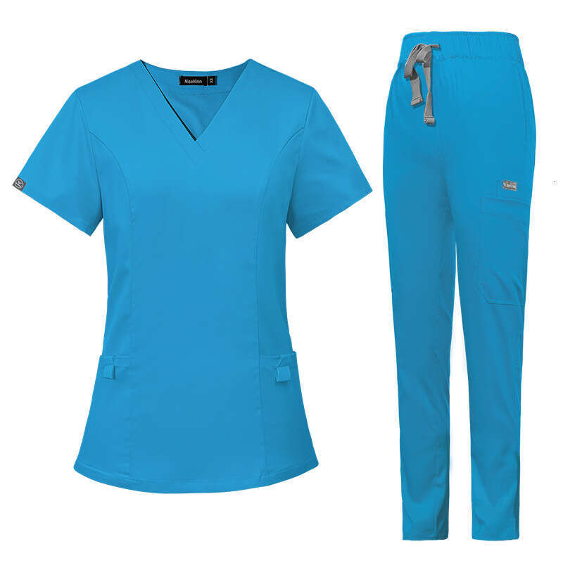 Niaa Hinn Scrubs for Women Uniform Zip Up Scrubs Set New Arrival New Product Non-ironing Show Thinness Long Versatile Popular Printing Loose Waist
