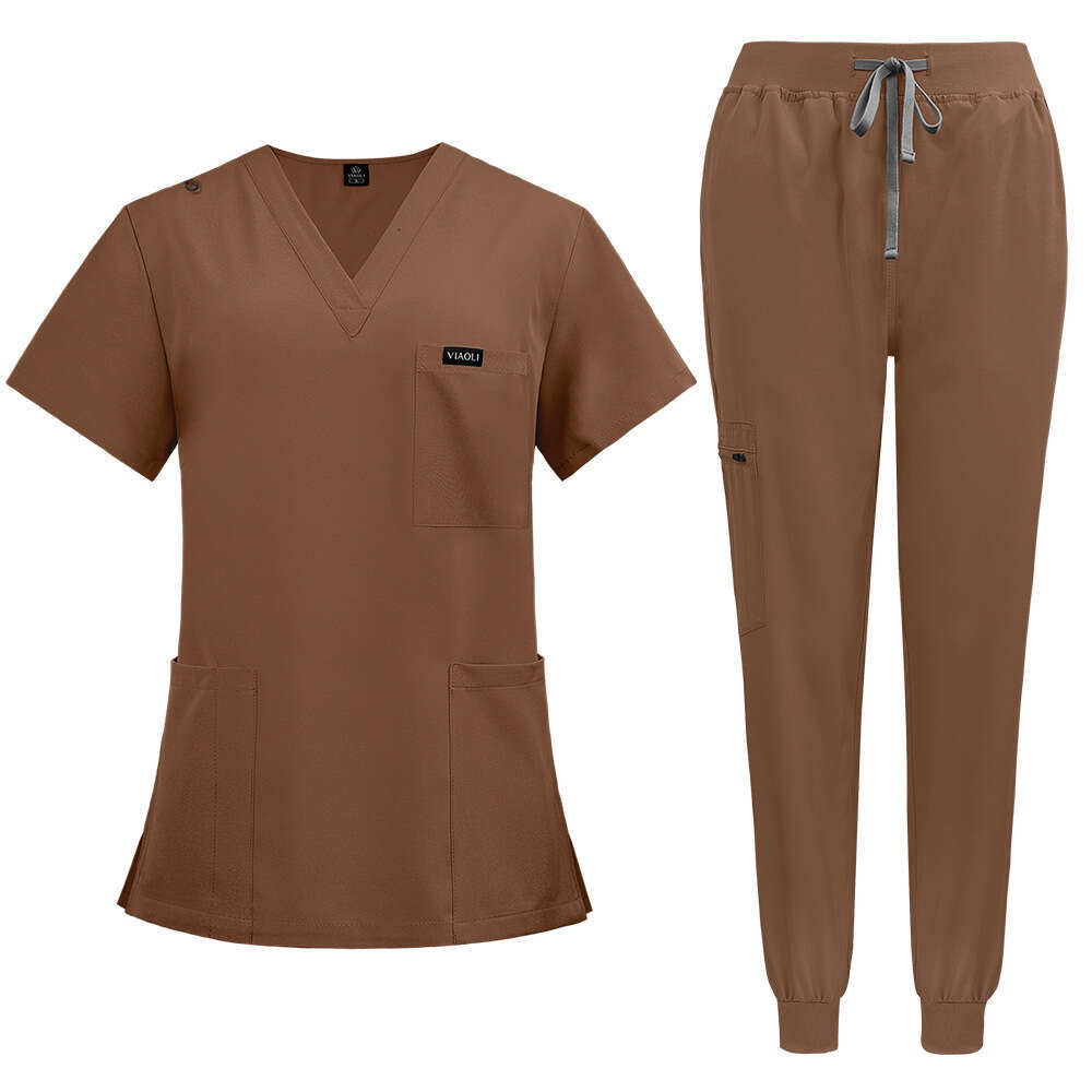 Scrubs Two Piece Set Women Designer Two Piece Set Women New Arrival Non-ironing French High Elasticity Ventilation Popular Temperament Loose Self-cult