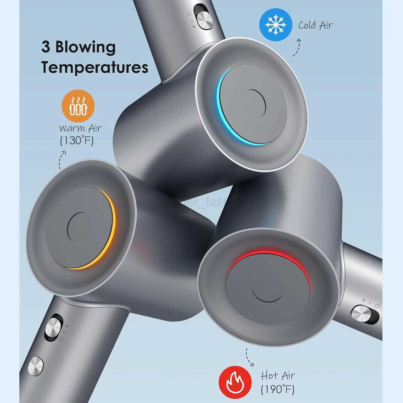 High Speed Hair Dryer ABIR SU9360 Rotating Magnetic Nozzle200mil Negative IonsLow NoiseBlow Dryer 1600W Quick dry for HomeBkl240717