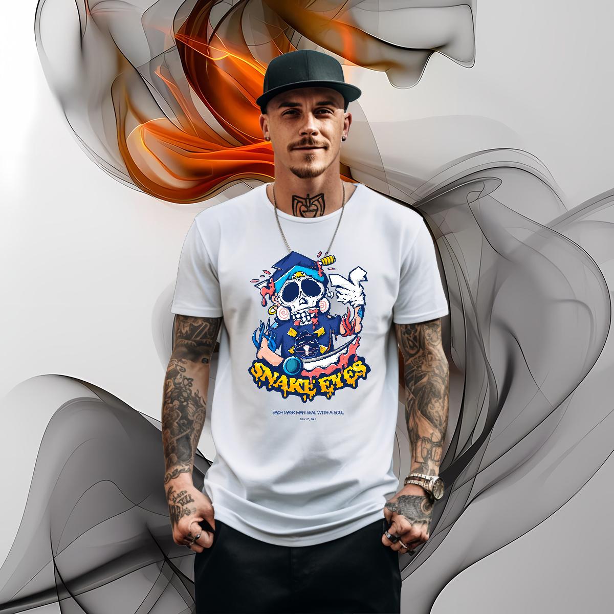 Fashion Designer T Shirt For Man Skeleton 230g Cotton DIY Printed Street Casual Men Clothes T-Shirt O-Neck Short Sleeve Cotton Cool Design