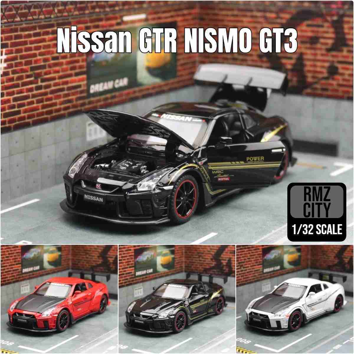 1/32 Nissan Skyline GTR R35 Nismo GT3 Racing Toy Car Model For Children RMZ CiTY Diecast Alloy Miniature Sound Light CollectionM240717
