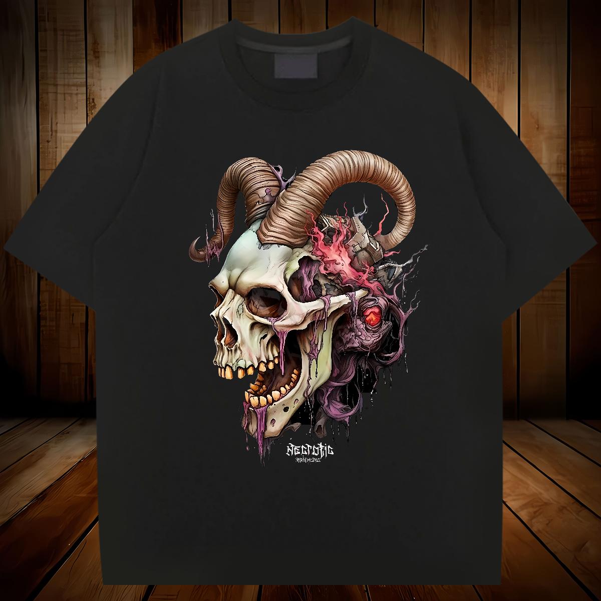 Wholesale T Shirt For Man Skeleton 230g 100% Cotton Beach Cotton Breathable Soft Tshirts Fashion New DIY Printed Tees Shirts