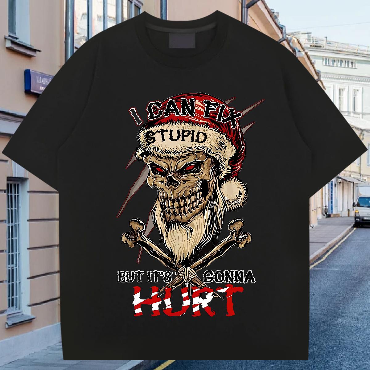 Fashion Design T shirt Skeleton 230g Cotton Custom Printing Men Tops Tees Street Cotton Breathable 5A Tshirts