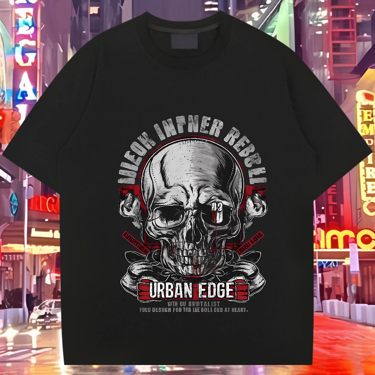 DIY T-Shirts Skeleton 100% Cotton 230g Cartoon Print Men Tops Tees Casual Round Neck Short Sleeve Designer Tees Shirts