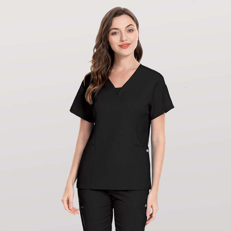 Scrubs for Women Uniform Two Piece Set Women Scrubs Zip Up New Product Gentle Wind Washable New Pattern Popular Loose Short Linen Bifurcated Temperame