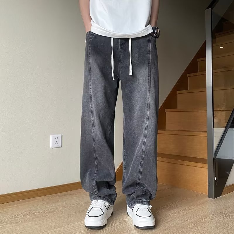 Jeans for men in spring, autumn, summer, men's high street straight tube loose washed casual pants, trendy trend