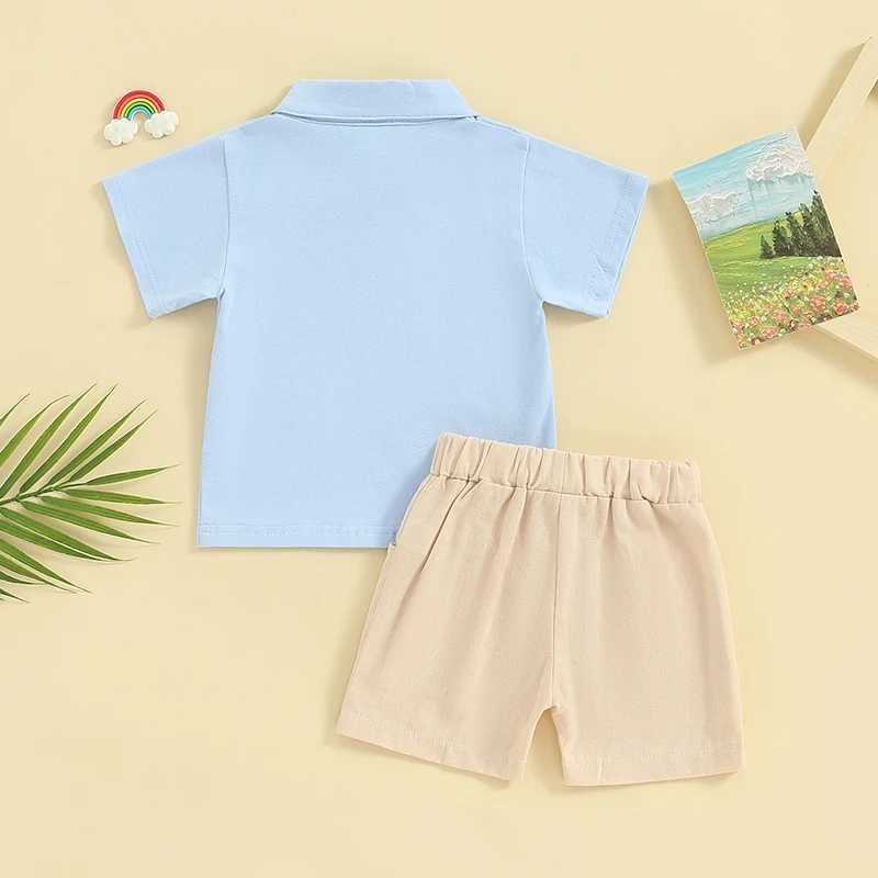 Clothing Sets New Summer Baby Boys Clothes Suit Fashion Short Sleeve Lapel Collar Tops + Shorts 2Pcs/Set Toddler Casual Costume Kids Sets