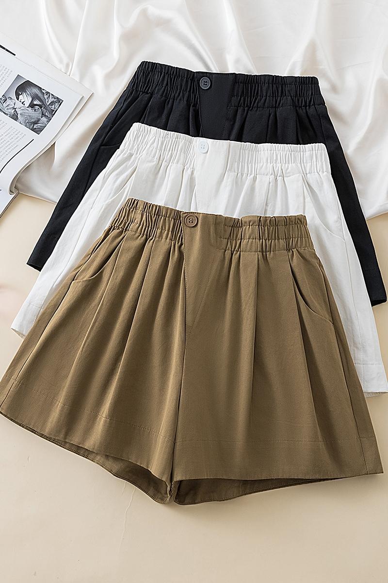 Large size pure cotton flower bud shorts women's summer loose wide leg Korean version casual high elastic waist hot pants