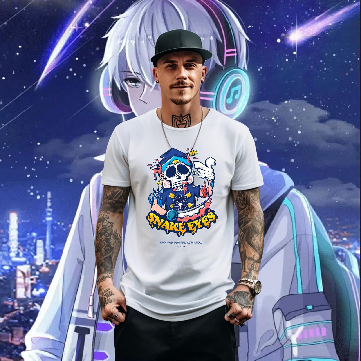 Soft Men Tees Skeleton 230g Cotton 180g Cotton Spring Summer T-Shirts for Men DIY Printed Fashion Casual Clothings