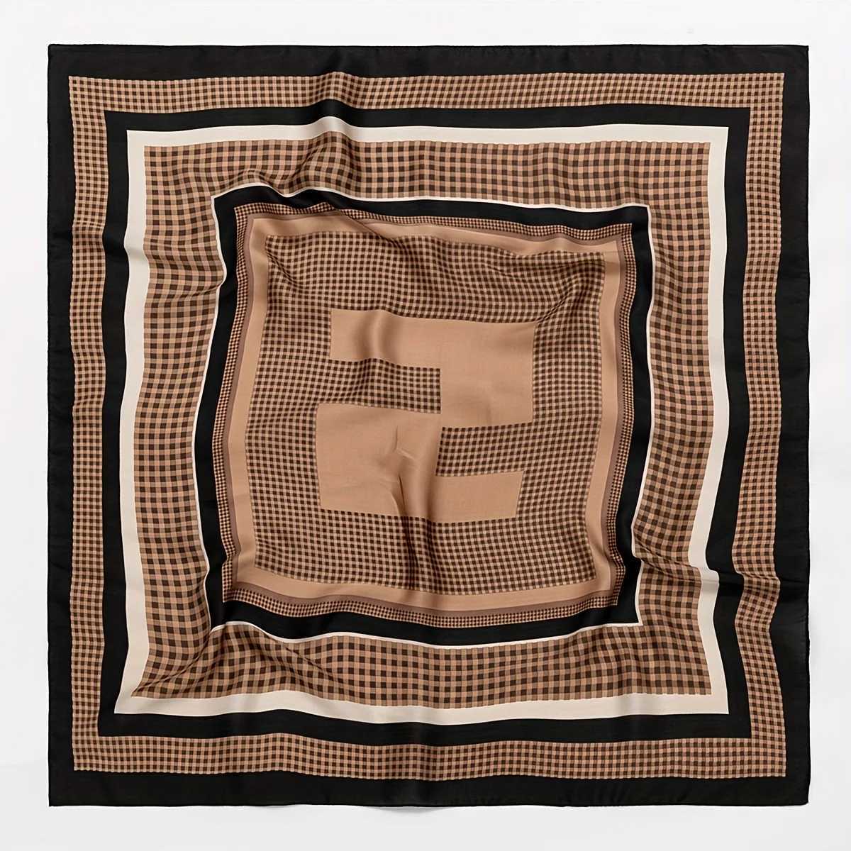 Scarves 27.5 Tartan Print Bandana Square Scarf Satin Checkered Pattern Neck Wr Head Scarf Hair Accessories For Women J240712
